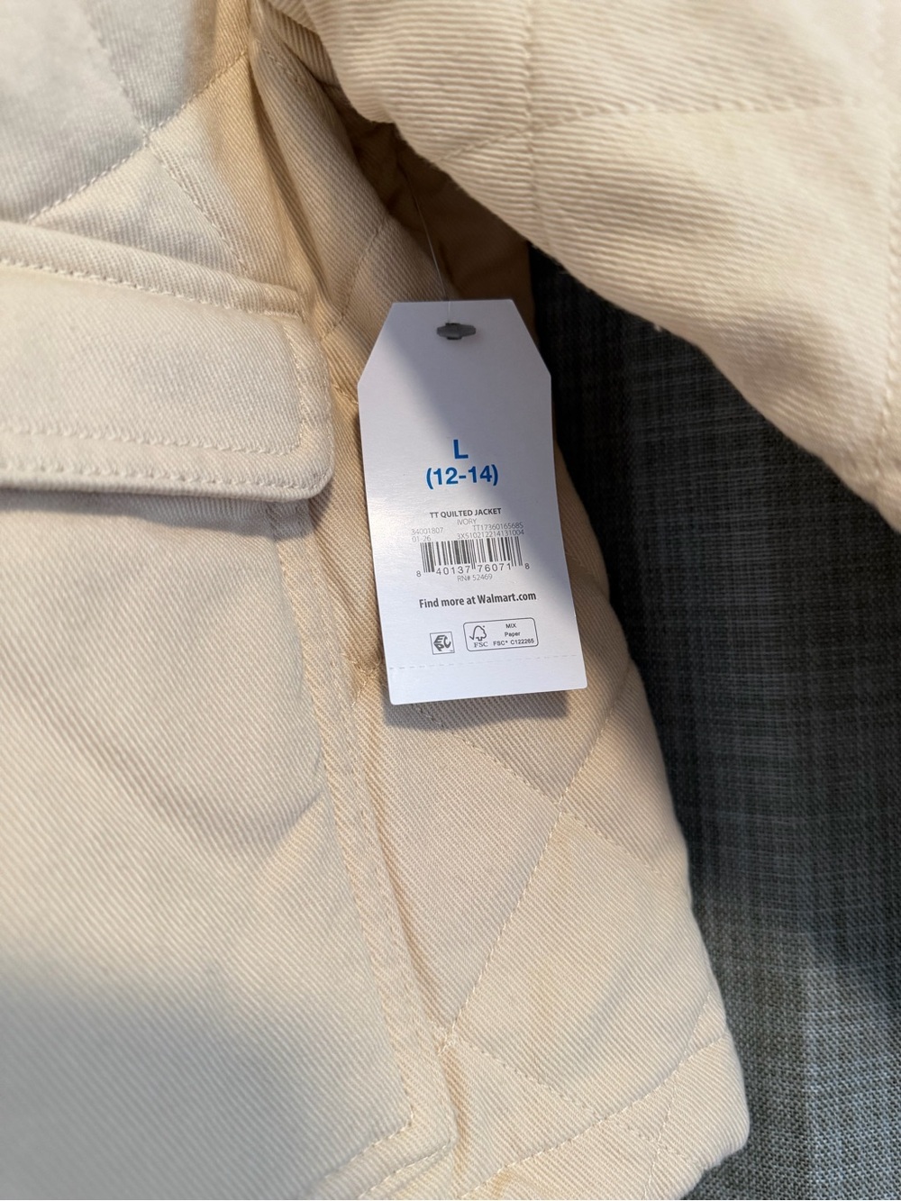Time and Tru Cream Quilted Puffer Jacket - Picture 3 of 4